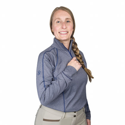 Ovation Ladies Quarter Zip Melange LS Base Top