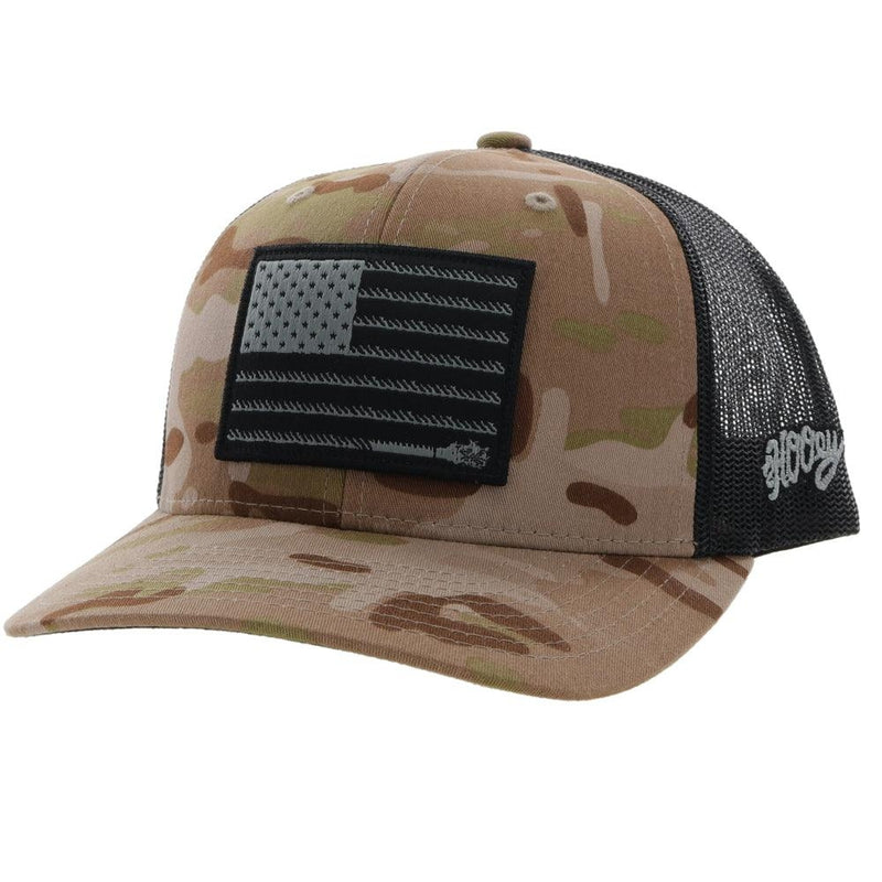 Hooey Liberty Roper 6 Panel Trucker Hat Camo/Black