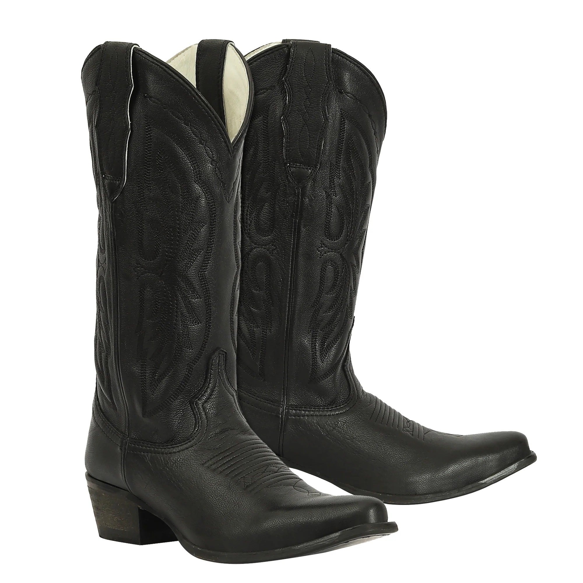 TuffRider Ladies Cowtown Mid Height Embroidered Leather Snip Toe Western Boots