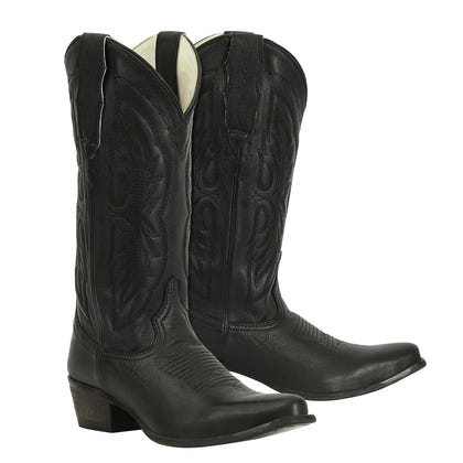 TuffRider Ladies Cowtown Mid Height Embroidered Leather Snip Toe Western Boots