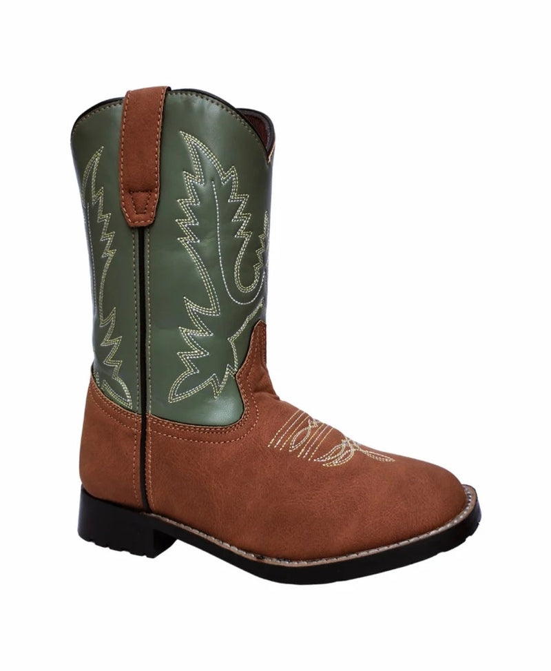 TuffRider Youth Congaree Rounded Toe Western Boot- Tan with Sage- 4Y