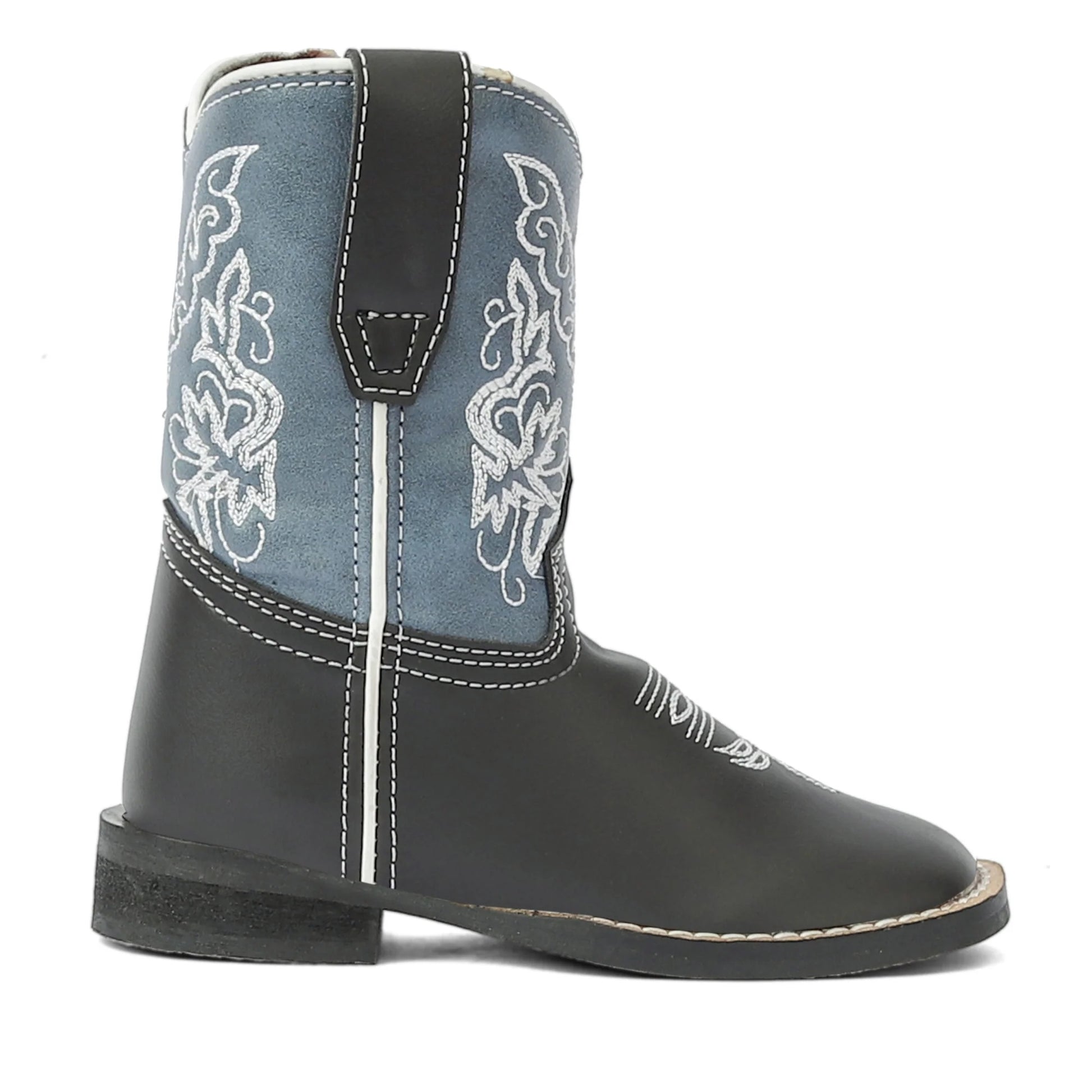 TuffRider Toddler's Yellowstone Rounded Toe Western Boot- Mocha with Blue- 4T