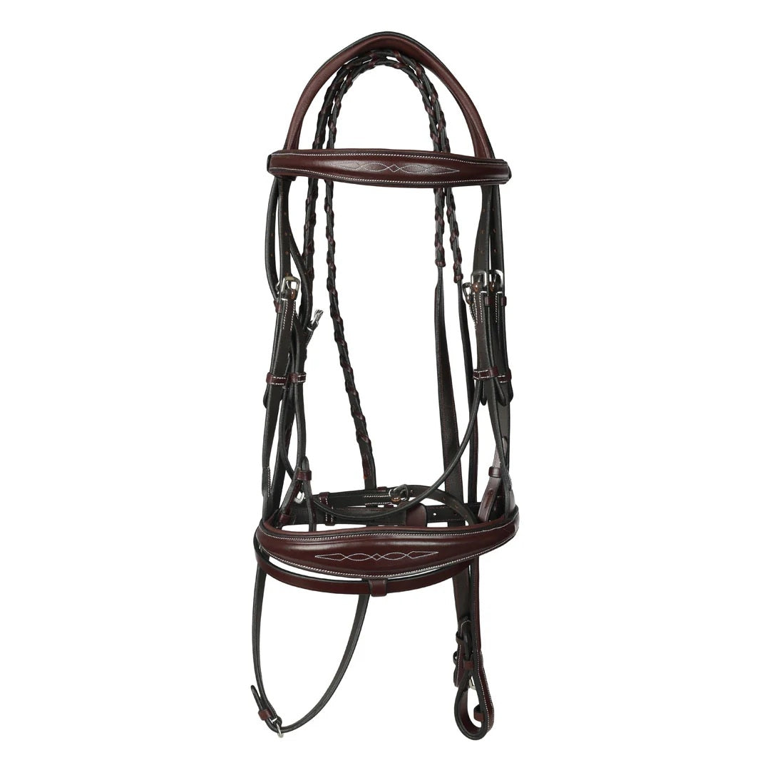 Henri de Rivel Jamaika Pro Anatomical Fancy Raised Wide Flash Noseband Bridle with Raised Laced Reins