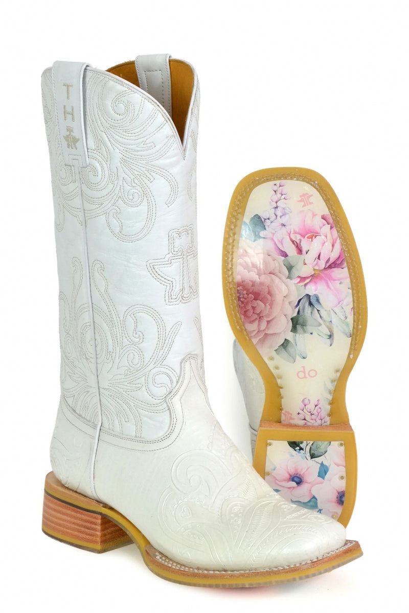 Tin Haul Ladies White Wedding Boots