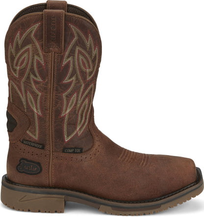 Justin Mens Wolfe 11" Waterproof Nano Comp Toe Boots