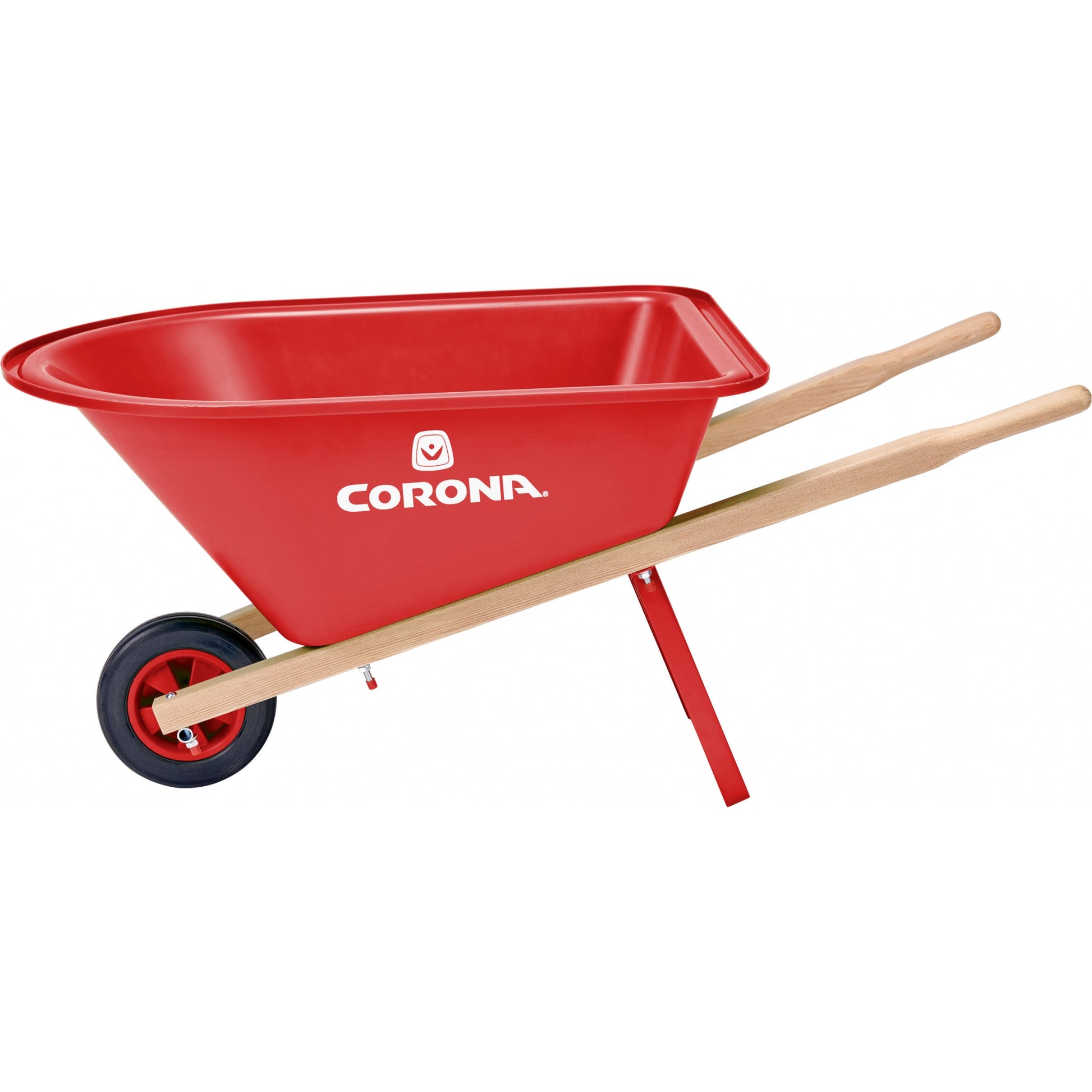 Kids Red Poly Wheelbarrow With Wood Handles