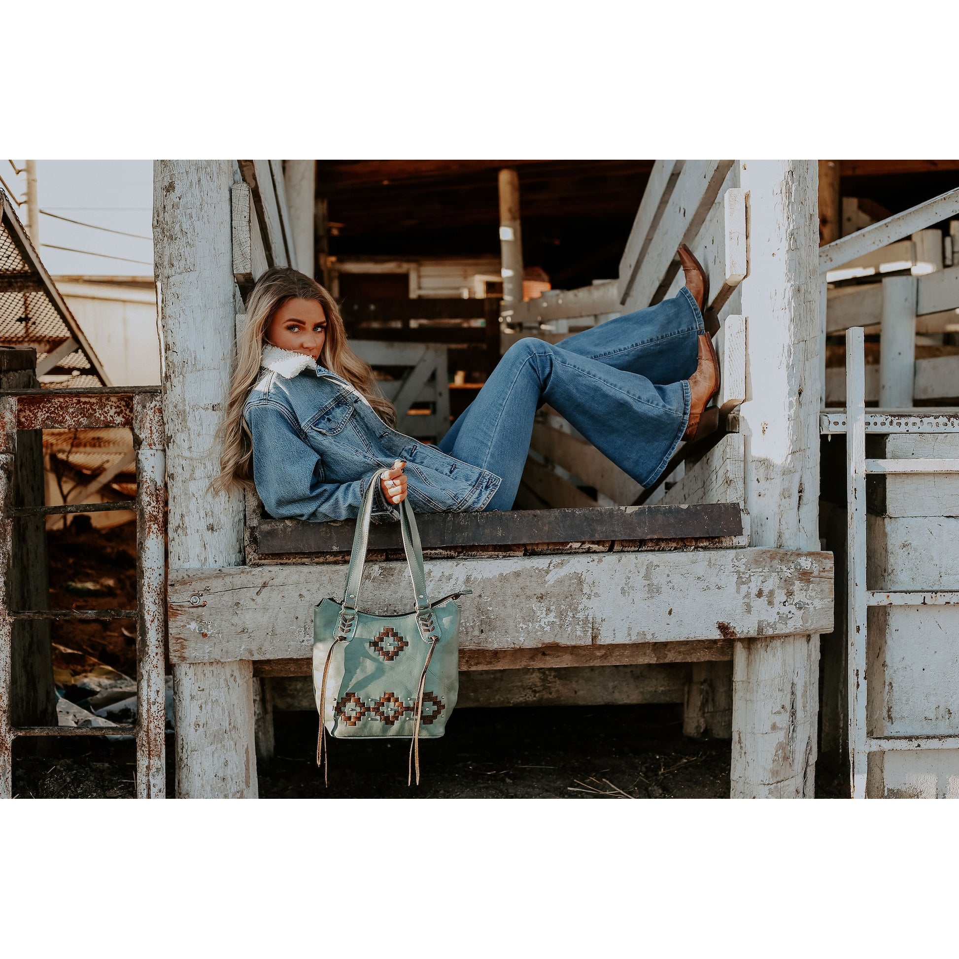 American West Tribal Weave Zip-Top Bucket Tote