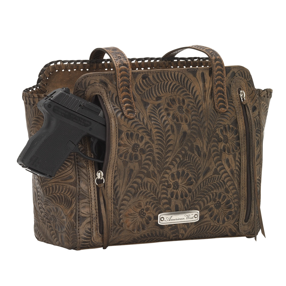 American West Annie's Secret Collection Zip Top Tote with Conceal Carry Pocket on Back
