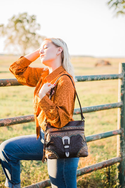 American West Saddle Ridge Zip Top Shoulder Bag
