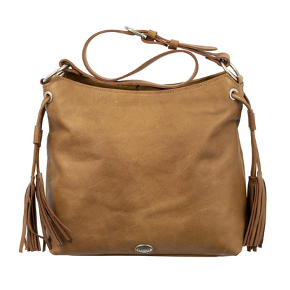 American West Waxed Leather Zip Top Shoulder Bag