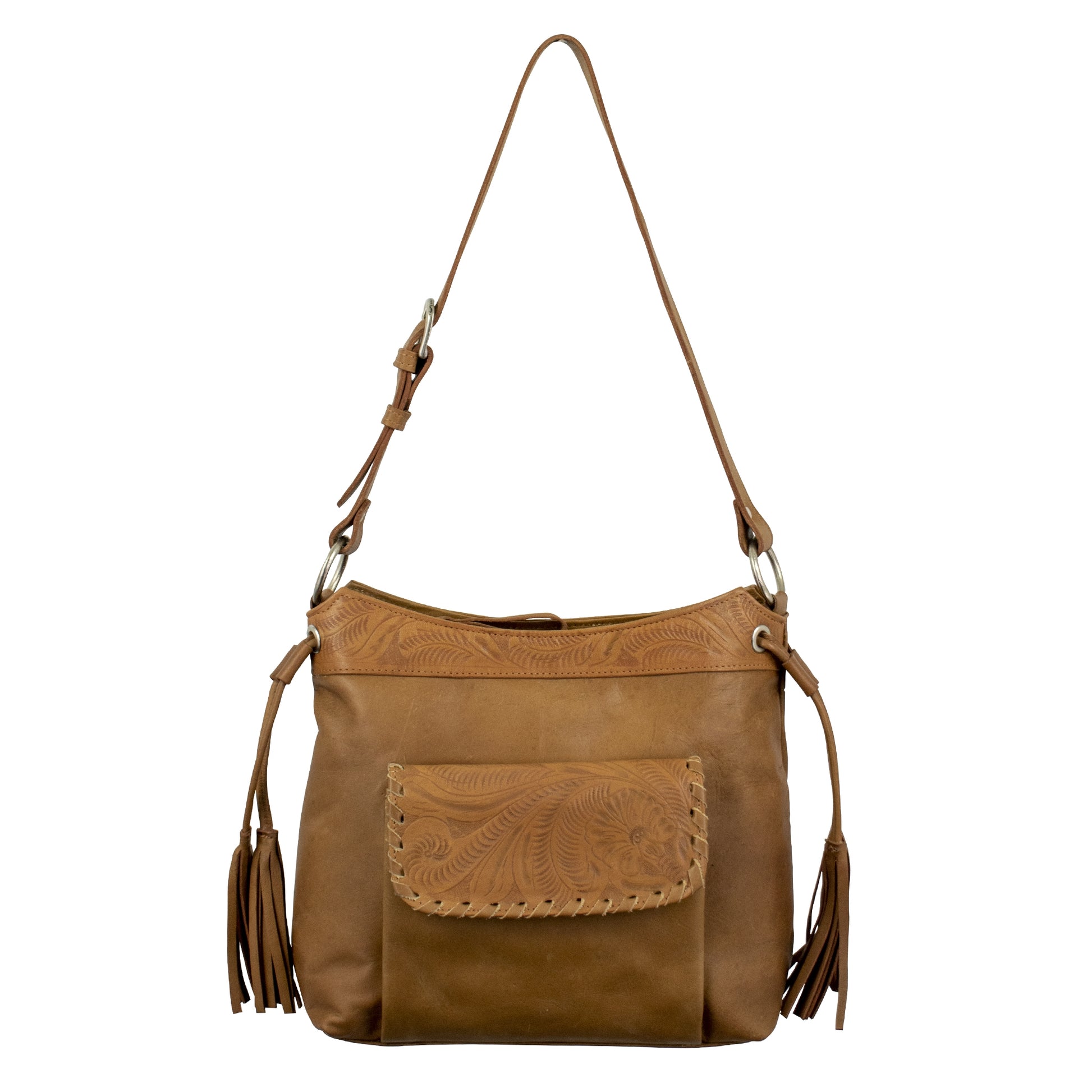 American West Waxed Leather Zip Top Shoulder Bag