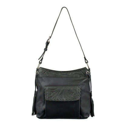 American West Waxed Leather Zip Top Shoulder Bag