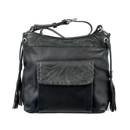 American West Waxed Leather Zip Top Shoulder Bag