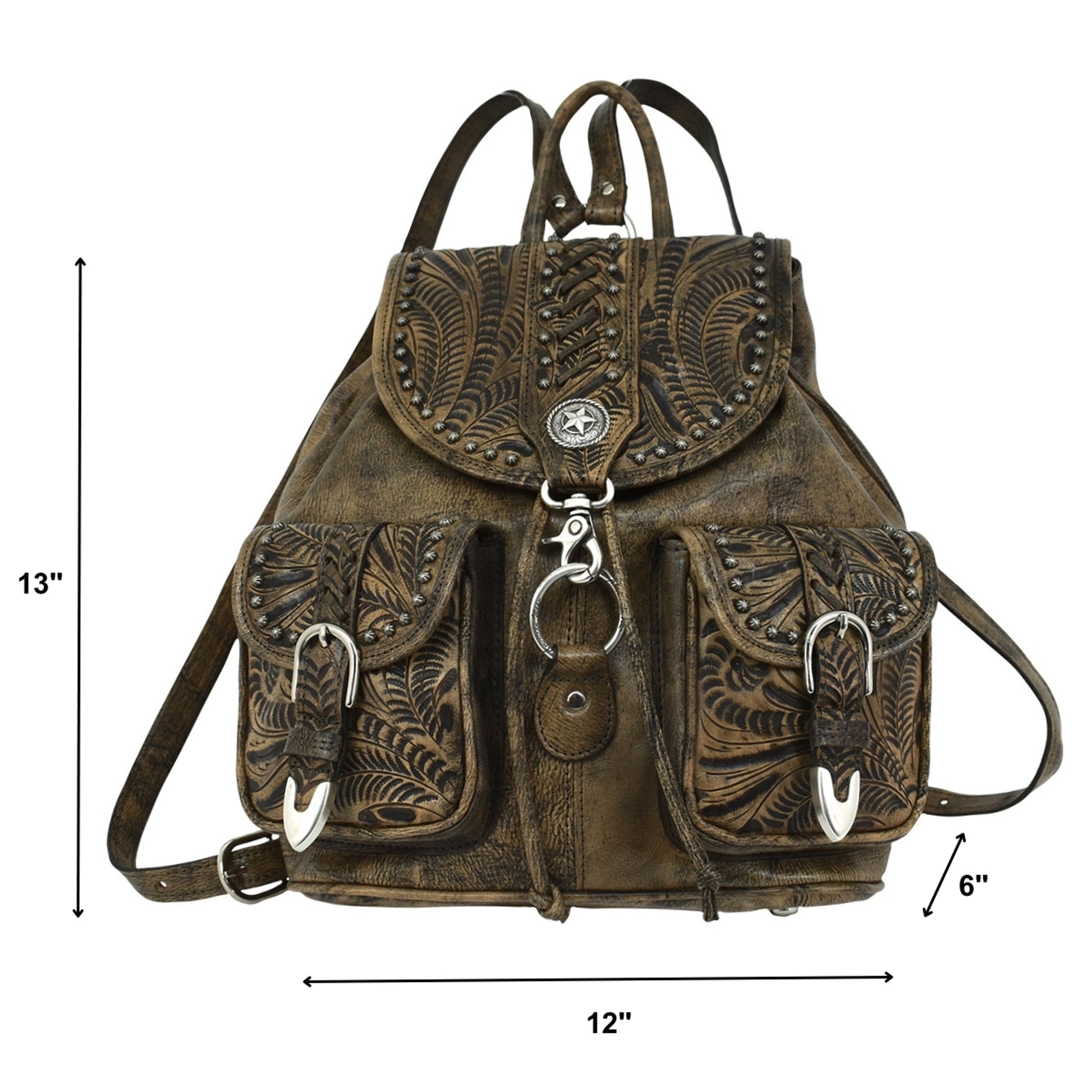 American West Classic Travel Large Drawstring Backpack with Front Pocket