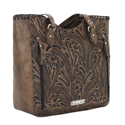 American West Annie's Secret Collection Large Zip Top Tote with Conceal Carry Pocket on Back