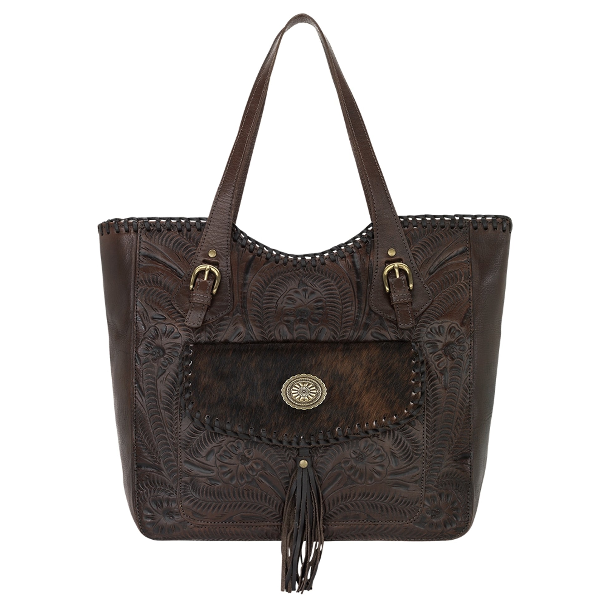 American West Annie's Secret Collection Large Zip Top Tote with Conceal Carry Pocket on Back