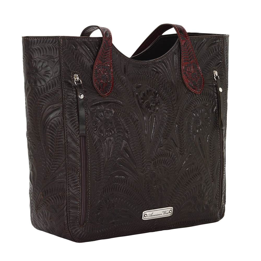 American West Annie's Secret Collection Large Zip Top Tote with Conceal Carry Pocket on Back