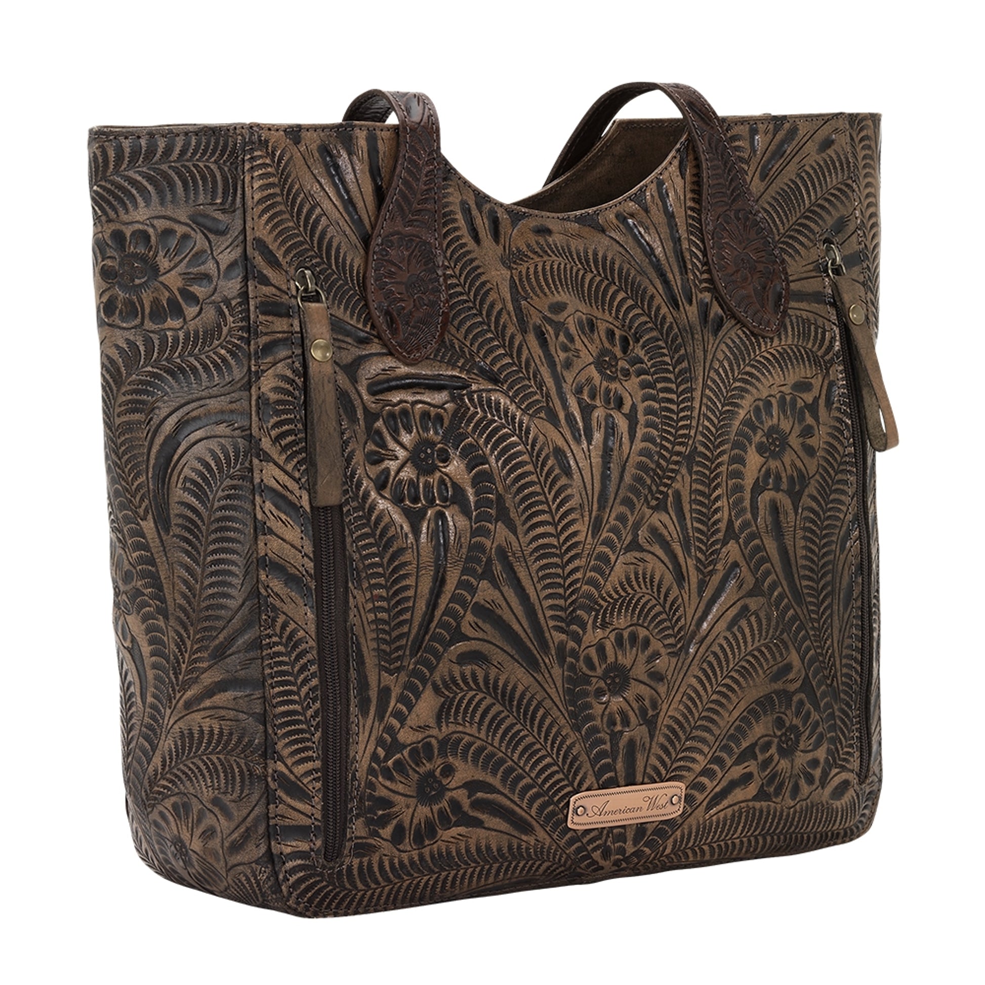 American West Annie's Secret Collection Large Zip Top Tote with Conceal Carry Pocket on Back