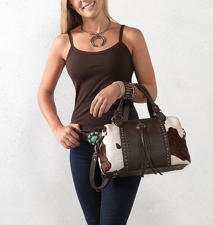 American West Cow Town Large Zip Top Convertible Satchel with Conceal Carry Pocket on Back