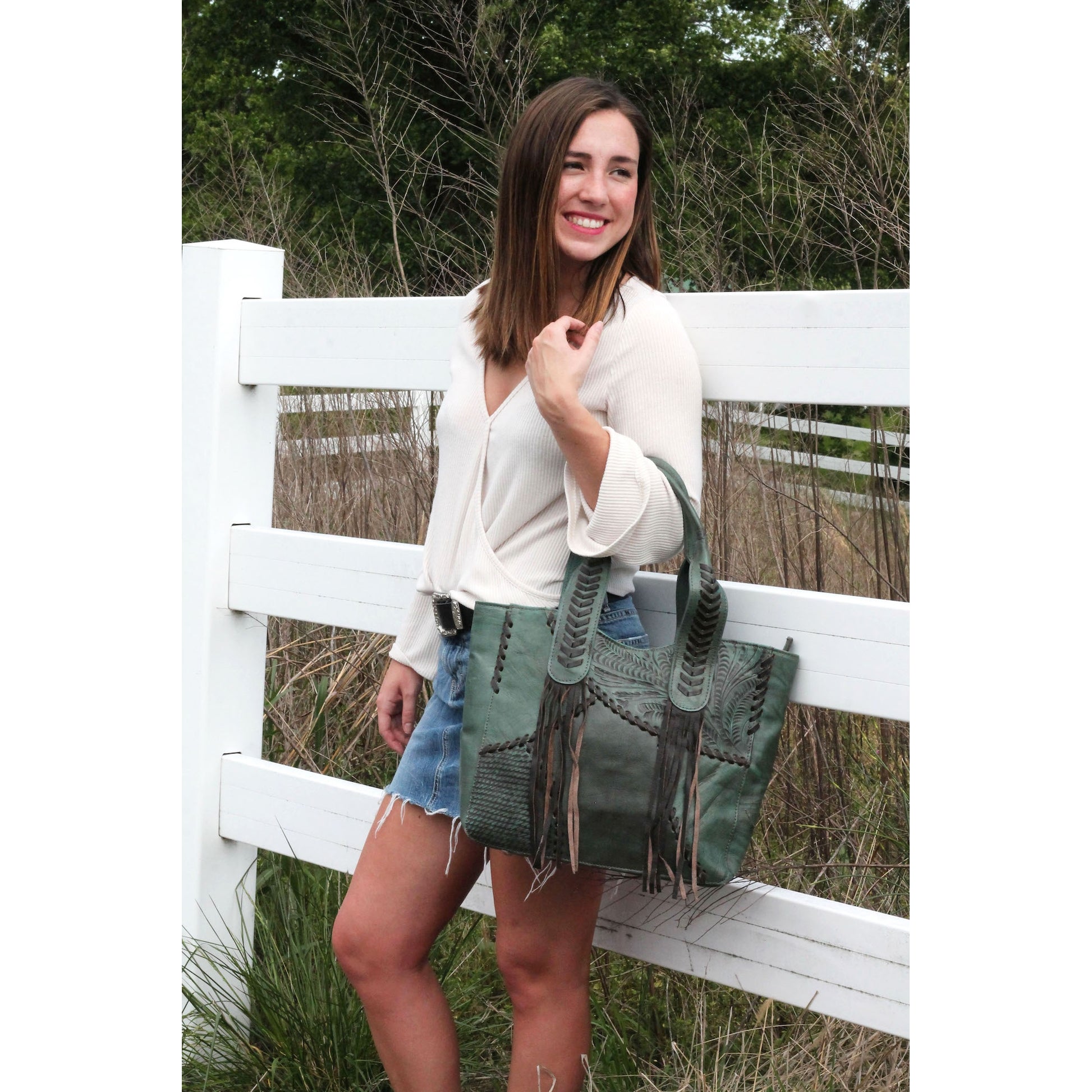 American West Gypsy Patch Large Zip Top Tote
