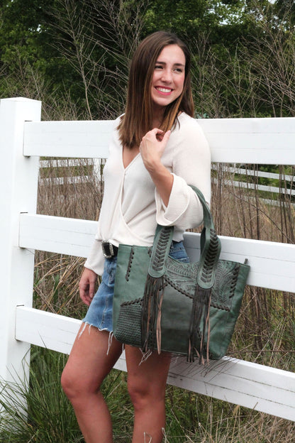 American West Gypsy Patch Large Zip Top Tote