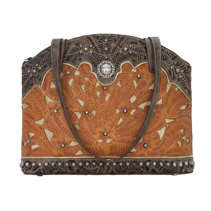 American West Annie's Secret Collection Zip Top Half Moon Tote with Conceal Carry Pocket on Back