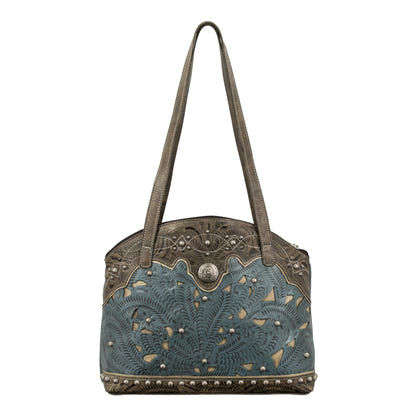 American West Annie's Secret Collection Zip Top Half Moon Tote with Conceal Carry Pocket on Back