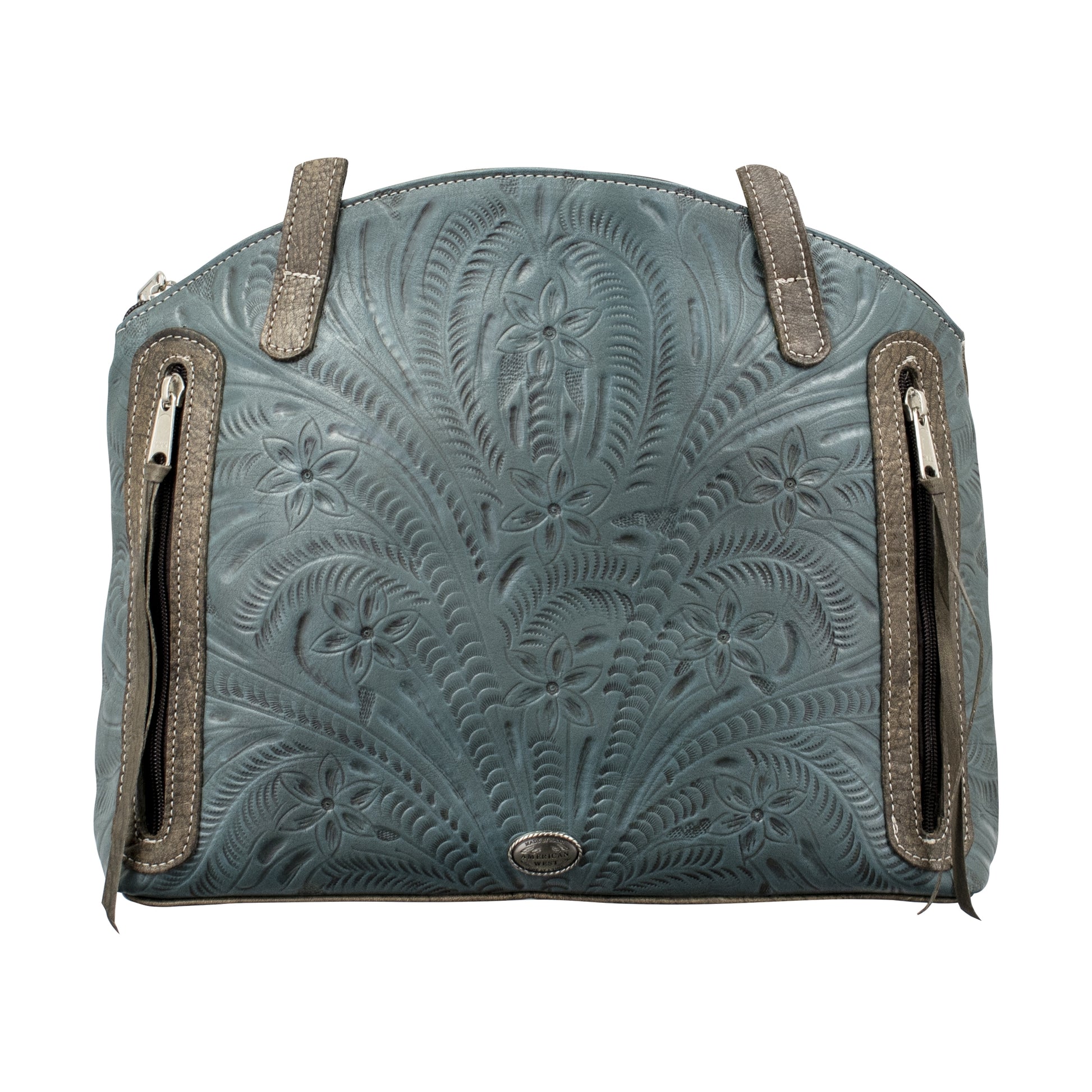 American West Annie's Secret Collection Zip Top Half Moon Tote with Conceal Carry Pocket on Back