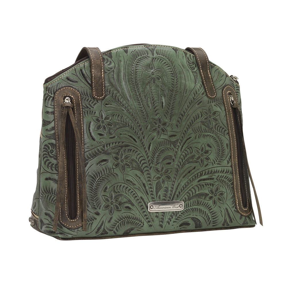 American West Annie's Secret Collection Zip Top Half Moon Tote with Conceal Carry Pocket on Back