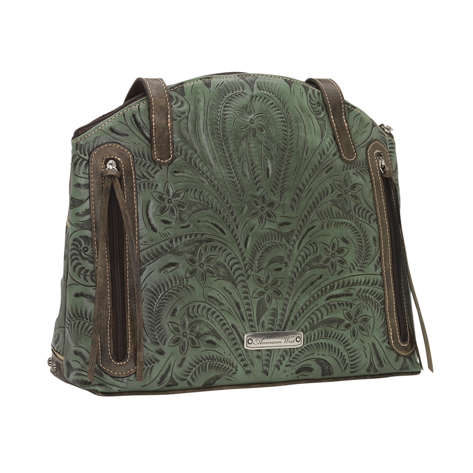 American West Annie's Secret Collection Zip Top Half Moon Tote with Conceal Carry Pocket on Back