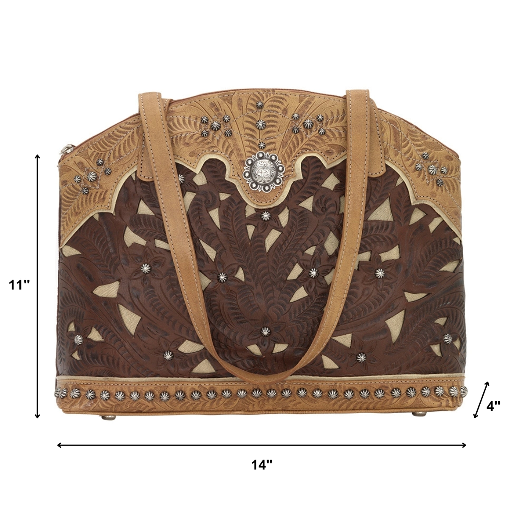 American West Annie's Secret Collection Zip Top Half Moon Tote with Conceal Carry Pocket on Back