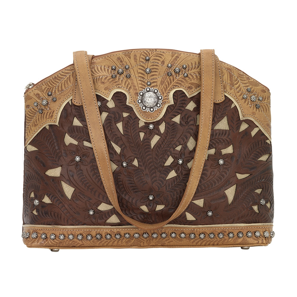 American West Annie's Secret Collection Zip Top Half Moon Tote with Conceal Carry Pocket on Back