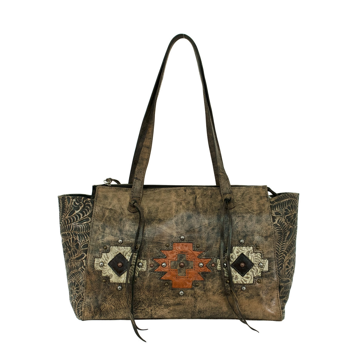 American West Navajo Soul Zip Top Tote with Conceal Carry Pocket on Back