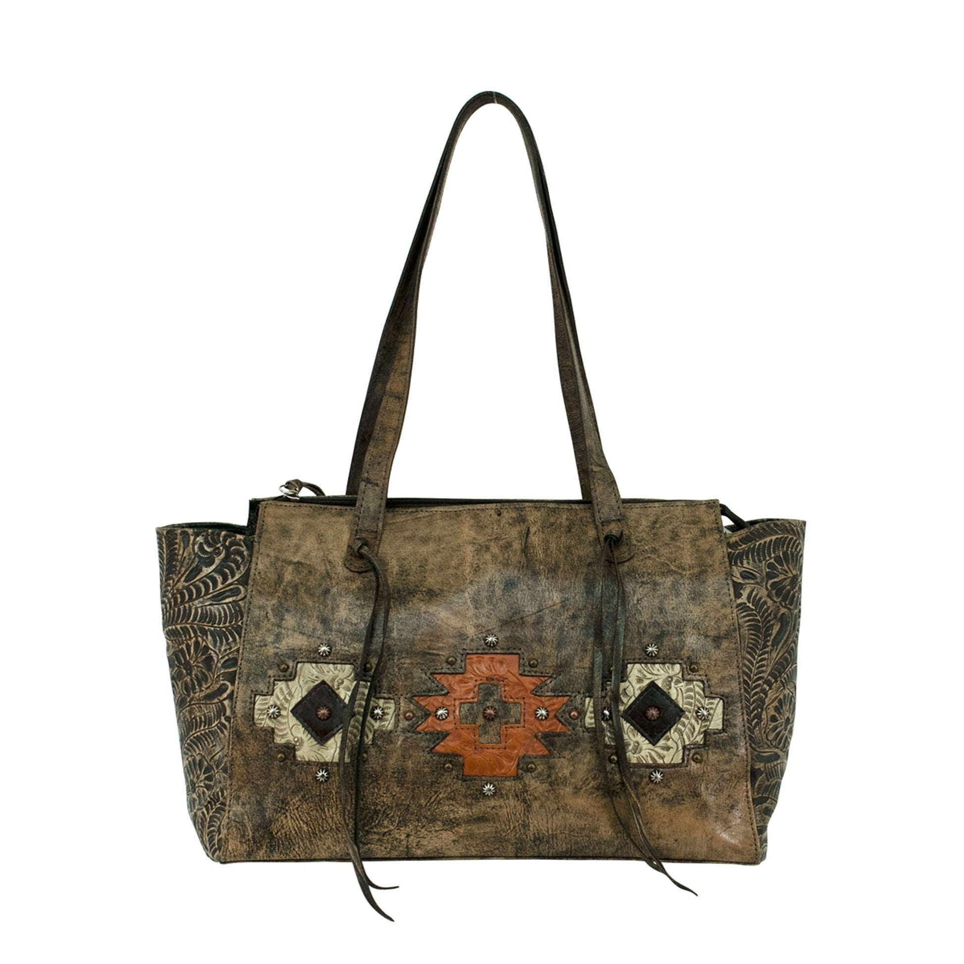American West Navajo Soul Zip Top Tote with Conceal Carry Pocket on Back