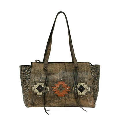 American West Navajo Soul Zip Top Tote with Conceal Carry Pocket on Back