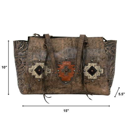 American West Navajo Soul Zip Top Tote with Conceal Carry Pocket on Back