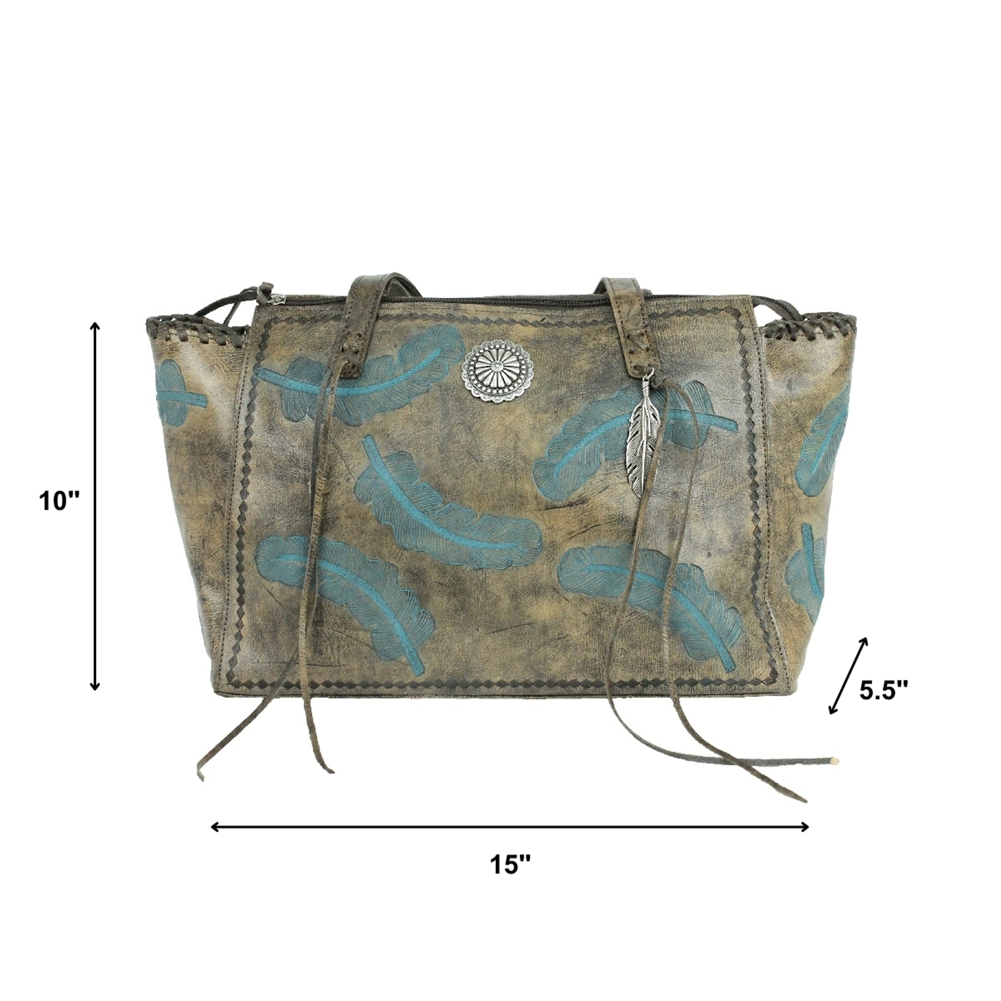 American West Sacred Bird Zip Top Tote with Conceal Carry Pocket on Back