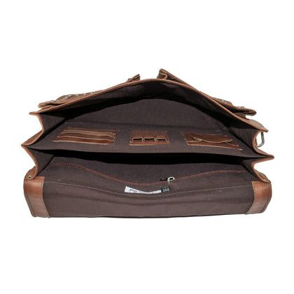 American West Classic Travel Multi Compartment Laptop Briefcase