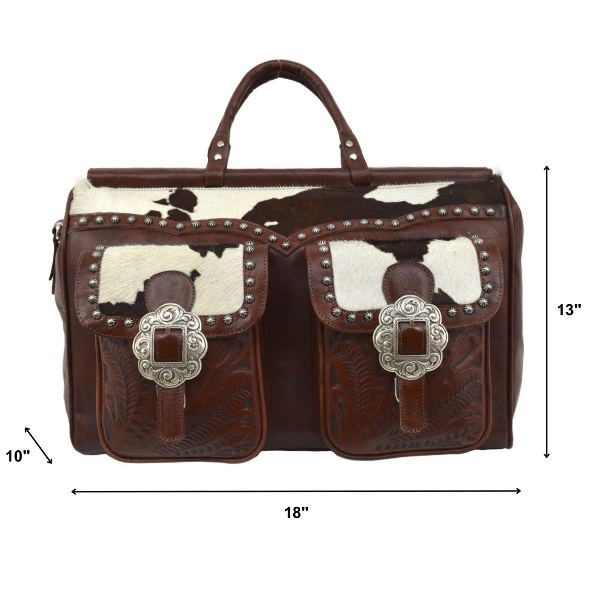 American West Cowtown Zip-Top Duffel Bag with Hair-On Hide