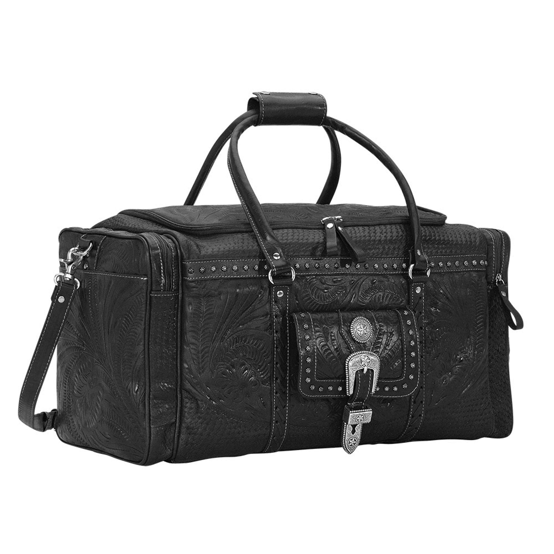 American West Classic Travel Zip Around Duffle Bag With Front Pouch And Side Zipper Pockets