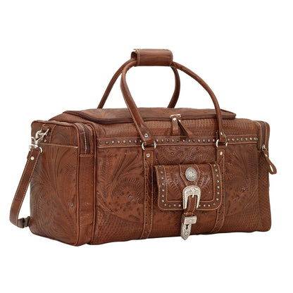 American West Classic Travel Zip Around Duffle Bag With Front Pouch And Side Zipper Pockets
