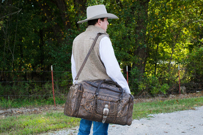 American West Classic Travel Zip Around Duffle Bag With Front Pouch And Side Zipper Pockets