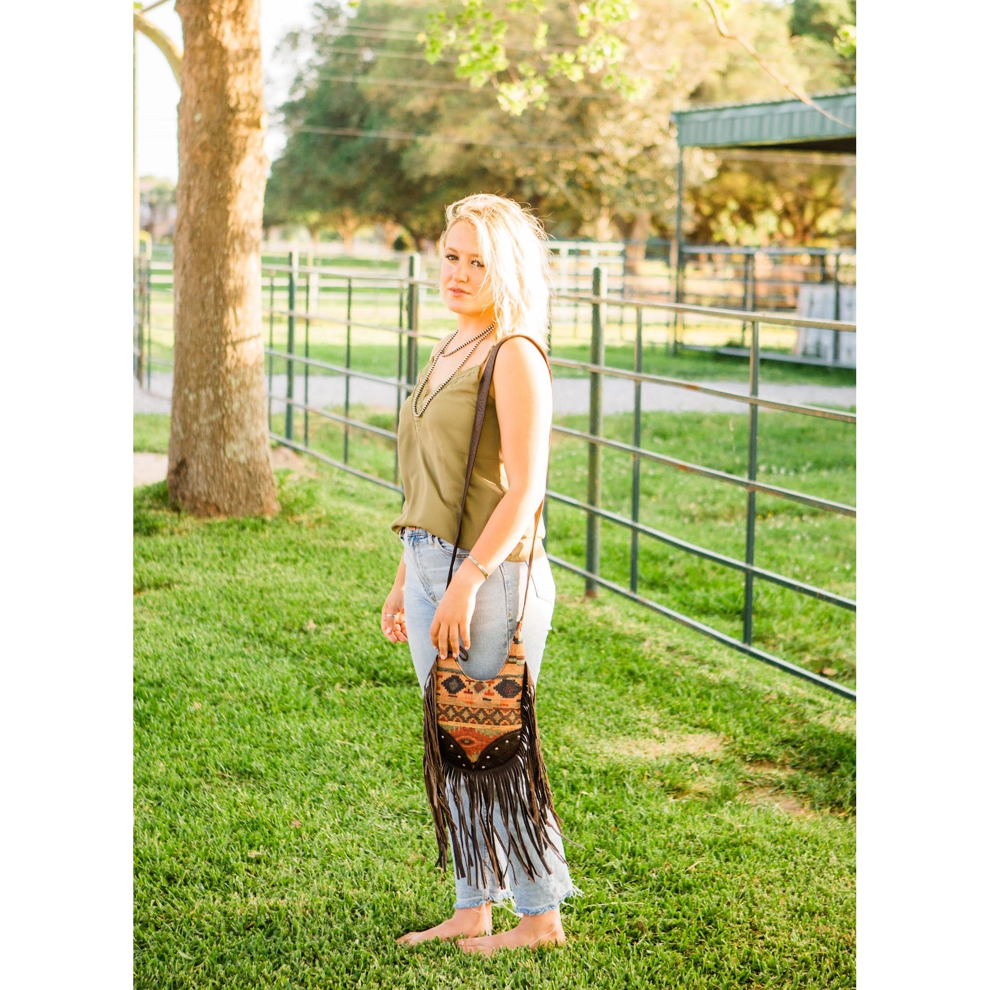 American West Fringed Cowgirl Crossbody with Fringe