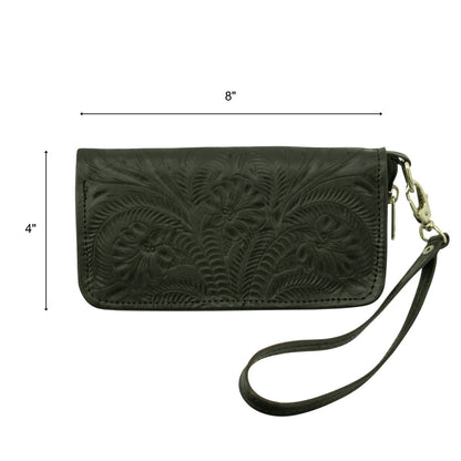 American West Ladies Zip-Around Wallet with Wrist Strap