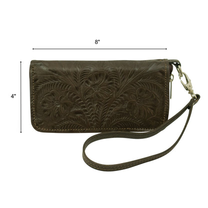 American West Ladies Zip-Around Wallet with Wrist Strap