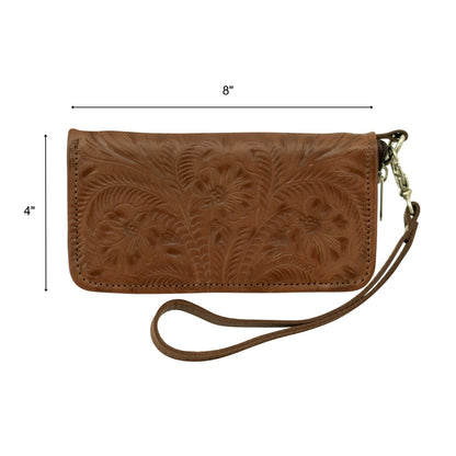 American West Ladies Zip-Around Wallet with Wrist Strap