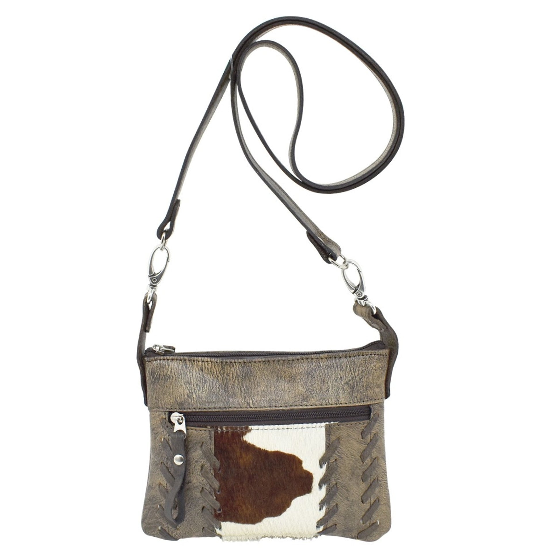 American West Cowtown Trail Rider Crossbody/Hip Bag with Hair-On Hide