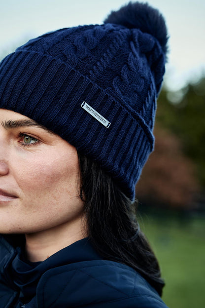 Weatherbeeta Cable Knit Pom Pom Beanie