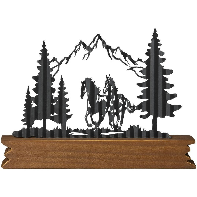 Gift Corral Two Horses/Trees/Mountains Tabletop Dcor
