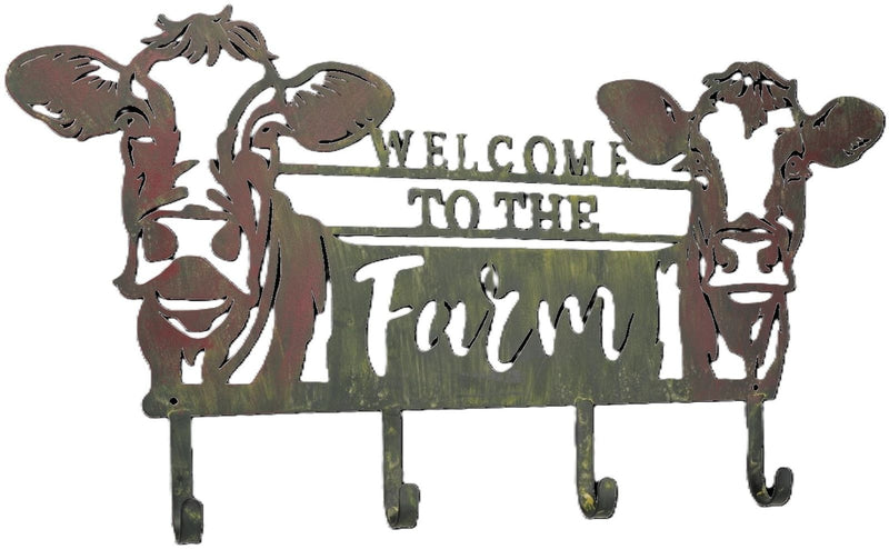 Tough1 Welcome To The Farm Cow 4 Hook Rack